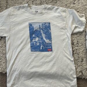 Obey White Tee with Blue Logo Print